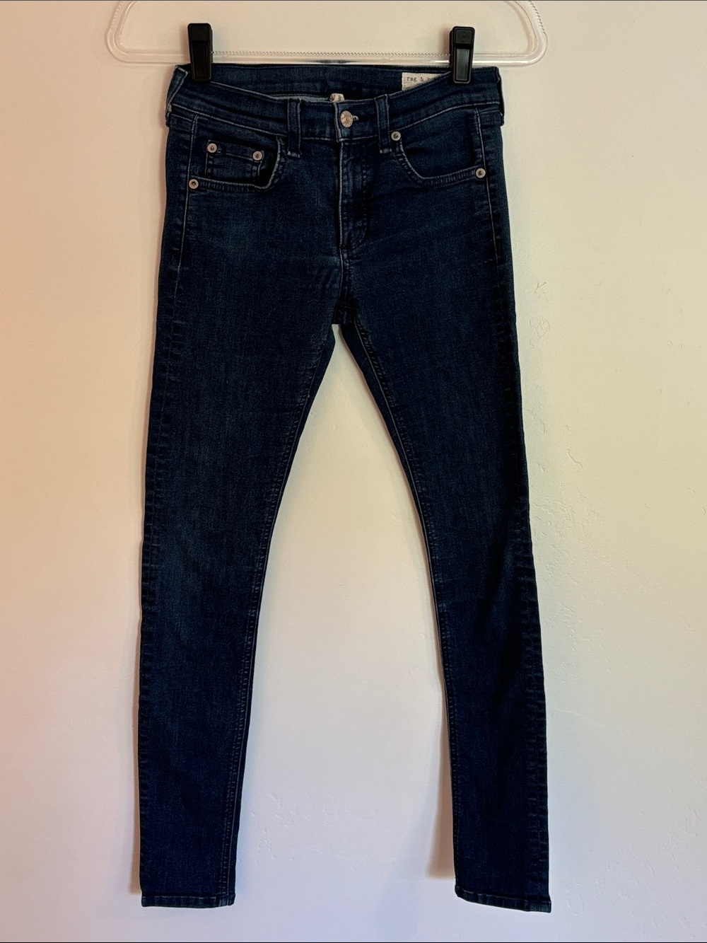Dark Indigo Rag & Bone Womens Stretch Skinny Jeans